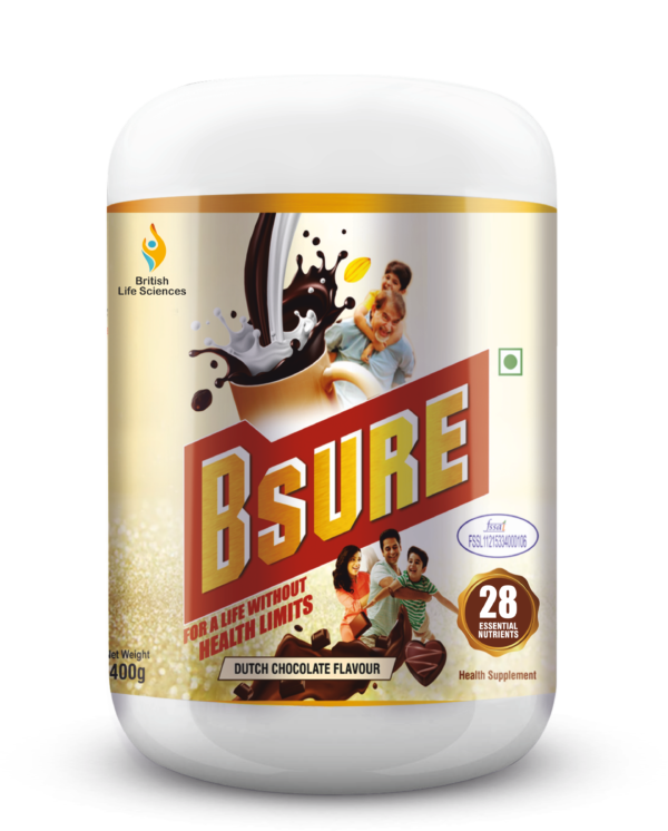 Bsure - For a Life Without Health Limits | Complete Balanced Nutritional Supplement | Immunity Booster| with 3 Vital Oxidants|Health Supplemment with Nutrients|Delicious Dutch Chocolate Flavour, 400 g