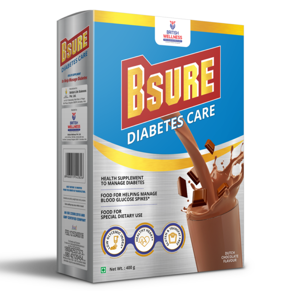 Bsure Diabetes Care- Balanced Vital Nutrients to Manage Blood Sugar, Weight & Strength | Nutrition to Help Manage Diabetes | Gluten and Transfat Free | Chocolate Flavour - 400gm