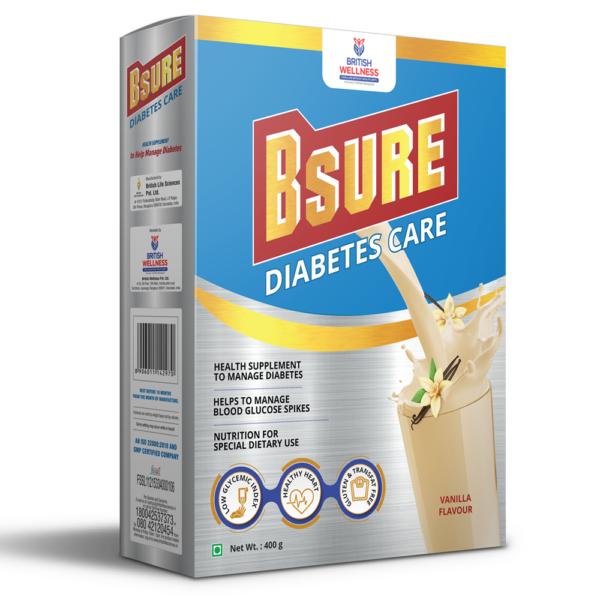 Bsure Diabetes Care- Balanced Vital Nutrients to Manage Blood Sugar, Weight & Strength | Nutrition to Help Manage Diabetes | Gluten and Transfat Free | Vanilla Flavour - 400gm